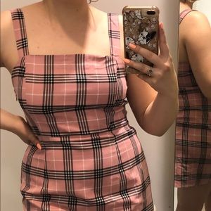 H&M Pink Plaid Preppy Casual Dress